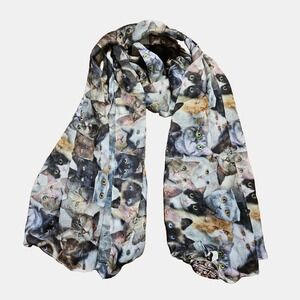 Cat Lady Wrap Yourself in Cats Collage Scarf Rectangular Lightweight 36"x68" NWT